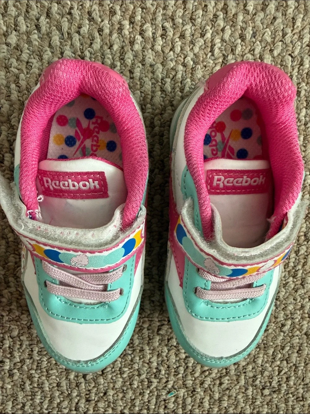Toddler Girl Reebok Ice Cream Velcro tennis shoes size 7K